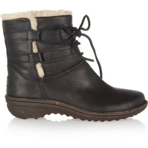 UGG Caspia Leather Shearling Lace Up Ankle Boots